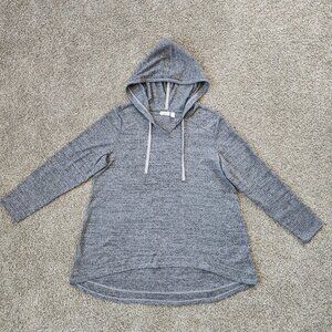 LOGO Lounge by Lori Goldstein Size L Gray Waffle Tunic Hoodie with Pockets